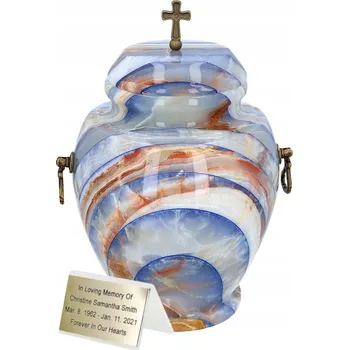 Smuteční dekorace Urna na popel z přírodního modrého kamene Kremační urna pohřební