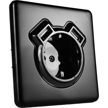 Elektrická zásuvka Kulatá zásuvka schuko + 2xUSB, černá matná, elegantní Togglica EU