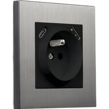 Elektrická zásuvka Stříbrná USB Elektrická Zásuvka Alkri-Light