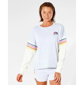 Dámská mikina Mikina Rip Curl SURF REVIVAL WAVE CREW Light Grey Heat velikost XS