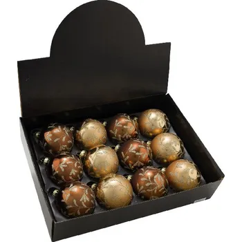 Ozdoby vánoční, hnědá a zlatá, pr. 8cm, balení obsahuje 4 kusy! (DOPRODEJ)|Ego Dekor