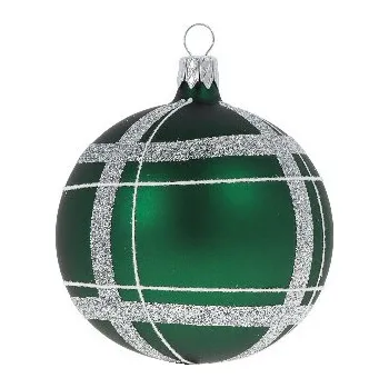 Vánoční dekorace Ozdoba vánoční, koule, zelená/stříbrná, 8cm (DOPRODEJ POSLEDNÍCH KOUSKŮ) - BALENÍ OBSAHUJE 6 ks!|Ego Dekor