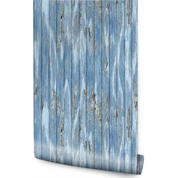 Fototapeta Tapeta do ložnice, modré retro dřevěné desky