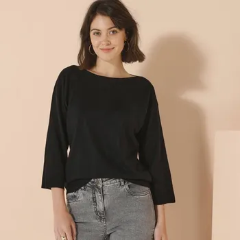 Dámský svetr Blancheporte Pulovr s lodičkovým výstřihem a 7/8 rukávy černá 52