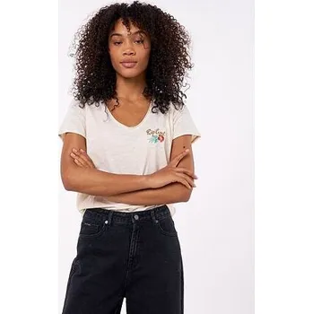 Pánské tričko Tričko Rip Curl SURF TREE HOUSE V NECK TEE Off White velikost XS