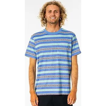 Pánské tričko Tričko Rip Curl MELTING SUMMER STRIPE TEE Blue Yonder velikost M