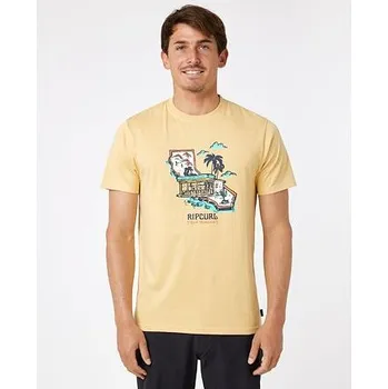 Pánské tričko Tričko Rip Curl FRAMED TEE Washed Yellow velikost XXL