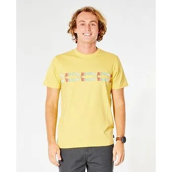 Pánské tričko Tričko Rip Curl SURF REVIVAL REFLECT TEE Retro Yellow velikost S