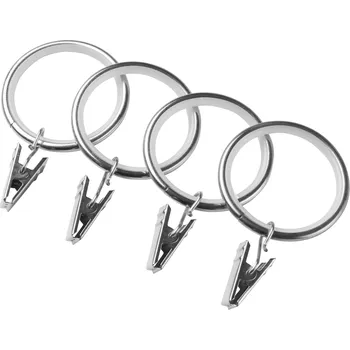 Příslušenství pro garnýž Tiché kroužky s žabkami 25 mm ocelový efekt - 10 ks