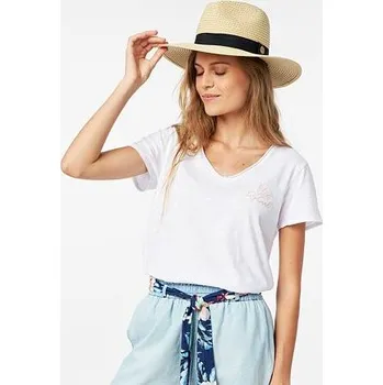 Pánská móda Tričko Rip Curl LUNAR TIDES V NECK TEE Optical White velikost S