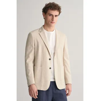 SAKO GANT SLIM COTTON-LINEN JERSEY BLAZER SEED MELANGE