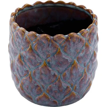 Květináč Obal na květináč No Limit, keramika, modrá/hnědá, 17x17x16cm (DOPRODEJ)|Ego Dekor