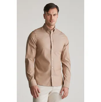 Pánská košile KOŠILE GANT SLIM PINPOINT OXFORD SHIRT WARM KHAKI