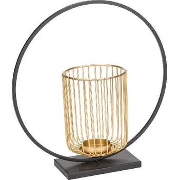 Svícen Svícen kruh, černá/zlatá, pr. 28cm (DOPRODEJ)|Ego Dekor