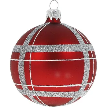 Ozdoba vánoční, koule, červená/stříbrná, 8cm (DOPRODEJ POSLEDNÍCH KOUSKŮ) - BALENÍ OBSAHUJE 6 ks!|Ego Dekor