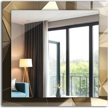 Zrcadlo Moderní čtvercové zrcadlo s potiskem Geometrické tvary 60 x 60 cm