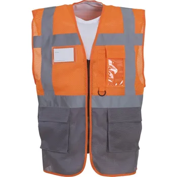 pracovní vesta Yoko Vesta HVW820 Hi-Vis, síťovaná, výstražná COT79W820zw213-hi vis oran 3XL Oranžová fluorescent/šedá