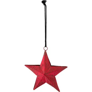 VZ 2021 Závěs hvězda kovová, červená, 9x9x2cm (DOPRODEJ)|Ego Dekor