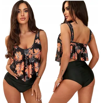 Dámské plavky Zeštíhlující plavky boho s volánem, velikost 44 XXL