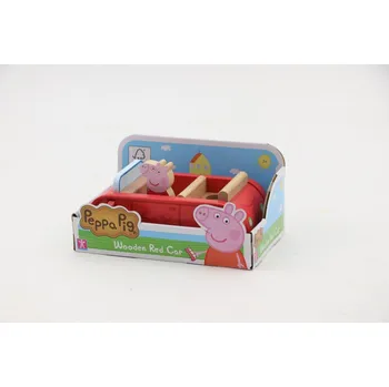 Dřevěná hračka Dřevěné auto Prasátko Peppa pig + figurka