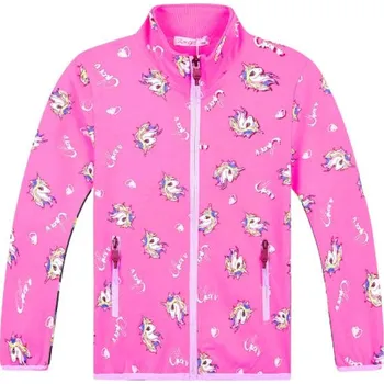 Dívčí vesta DÍVČÍ MIKINA tm.růžová Kugo HM0663 (Dívčí bavlněná mikina)