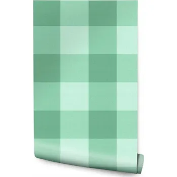 Fototapeta Dekorativní zelená tapeta do jídelny - kostkovaný vzor