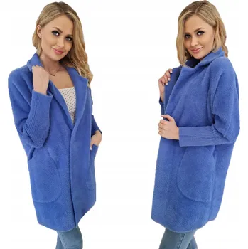 Soprato dámský modrý kabát oversize bez kapuce 7108 přechodný kabát podzimní/zimní PREMIUM univerzální velikost