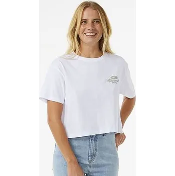 Pánská móda Tričko Rip Curl ROLLING CURL CROP TEE Optical White velikost S