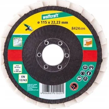 Brusný kotouč Lamelový brusný kotouč 115 mm Wolfcraft - s plstí / pro leštění a lešticí pasty