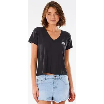 Tričko Rip Curl SALTWATER V-NECK TEE Washed Black velikost XS