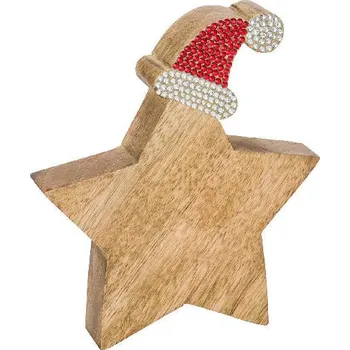 Vánoce Hvězda s červenou čepičkou, 19,5x17x3cm (DOPRODEJ)|Ego Dekor