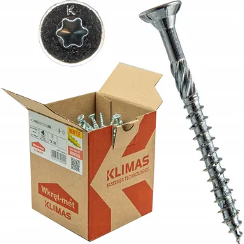 Vrták Vruty do dřeva 8x80mm 50 Ks. TORX tesařské zápustné Klimas WKCS BÍLÉ