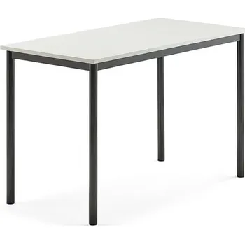Jídelní stůl Stůl SONITUS, 1200x700x760 mm, antracitově šedé nohy, HPL deska tlumící hluk, bílá