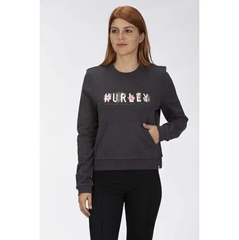 Pánská mikina Mikina Hurley FLOURISH FLEECE CREW Oil Grey Htr velikost S