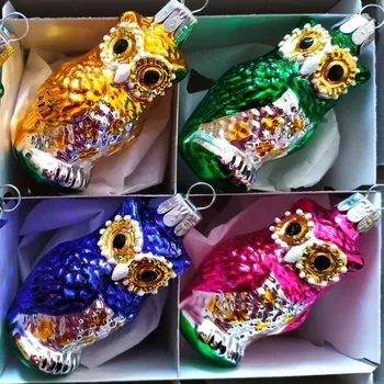 Vánoční ozdoba Slezská tvorba Retro vánoční ozdoba sovička 6 cm