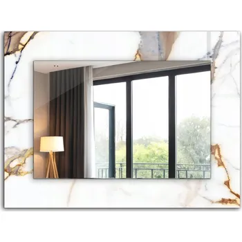 Zrcadlo Zrcadlo s s potiskem a ozdobným skleněným rámem 80 x 60 cm, mramor s žilkami