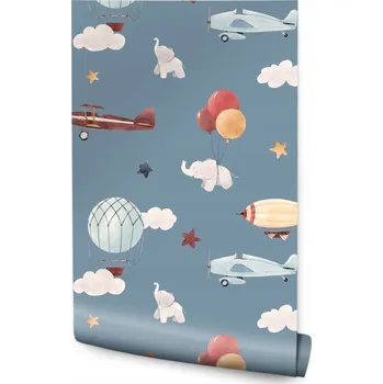 Fototapeta Tapeta pro děti: balóny, mráčky, hvězdy