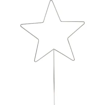 Bytová dekorace Zápich hvězda, stříbrná, 30x57,3cm (DOPRODEJ)|Ego Dekor