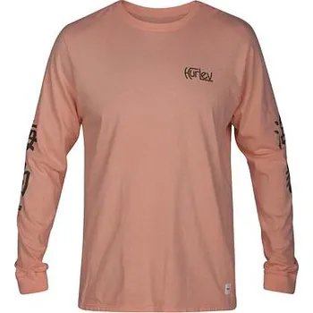 Pánské tričko Tričko Hurley HEAVY KITTY TEE LS Storm Pink velikost XL