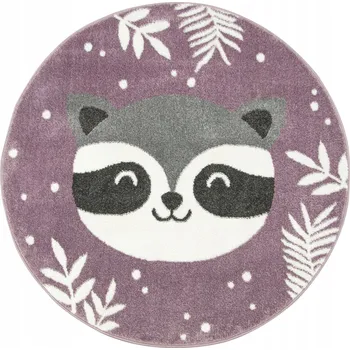 Koberec Průměr 100 cm KULATÝ KOBEREC DO DĚTSKÉHO POKOJE FIALOVÝ