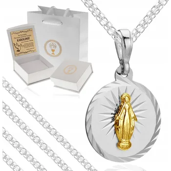 Řetízek STŘÍBRNÝ ŘETÍZEK BISMACK + KRÁSNÝ POZLACENÝ MEDAILON 925/585 + GRAVÍROVÁNÍ 45 CM