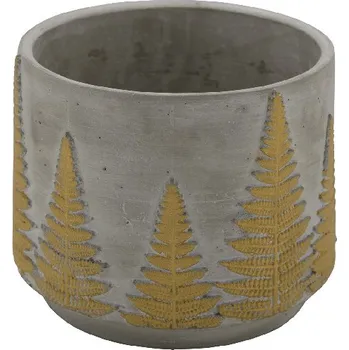 Bytová dekorace Nádoba s kapradinou, šedá/zlatá, 17,5x14cm (DOPRODEJ)|Ego Dekor