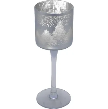 Sklenice Pohár skleněný Stromy, stříbrná, 7x20cm (DOPRODEJ)|Ego Dekor