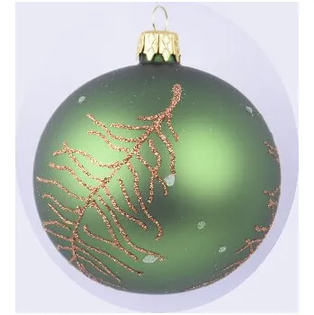 Vánoční dekorace Ozdoba vánoční koule, zelené kapradí 2, 8cm (DOPRODEJ POSLEDNÍCH KOUSKŮ) - BALENÍ OBSAHUJE 6 ks!|Ego Dekor