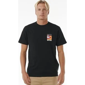 Pánské tričko Tričko Rip Curl SURF REVIVAL LINED UP TEE Black velikost S