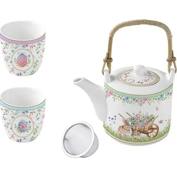 Konvice na čaj Velikonoční set čajová konvice 600ml a 2 šálky 160ml Spring Bloom, Easy Life