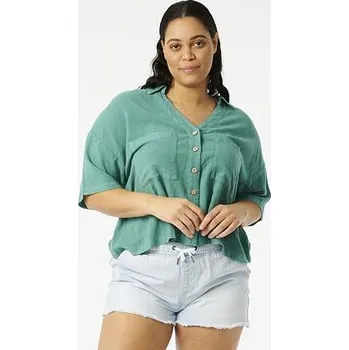 Pánské tričko Košile Rip Curl PREMIUM LINEN SHIRT Teal velikost M