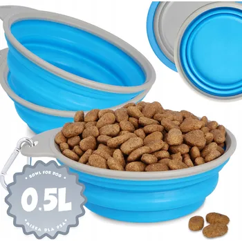 Miska pro psa MISKA PSA KOTA 0,5l TURISTICKÁ Cestovní Miska SILIKONOVÁ ODOLNÁ SKLÁDACÍ