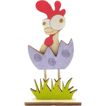 Velikonoční dekorace Pehucraft Dřevěna velikonoční slepička na nožičkách fialová