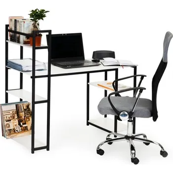 Psací stůl 2energy Moderní kancelářský stůl s policemi | bílý